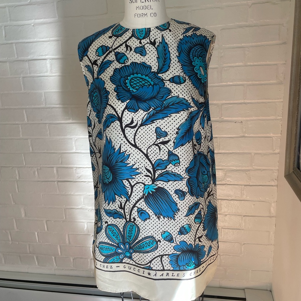 Gucci White and Blue Floral Mini Dress